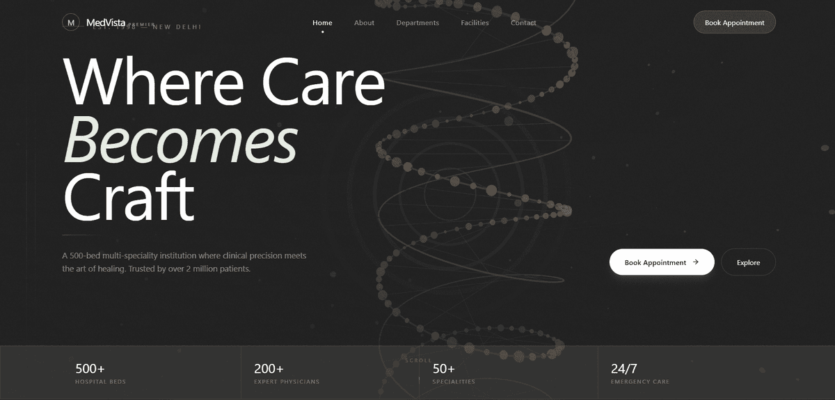 MedVista Premier hospital website design showcase by ChaiCodeStudio