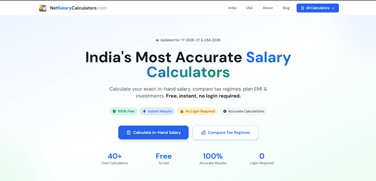 NetSalaryCalculators.com salary calculator website built by ChaiCodeStudio